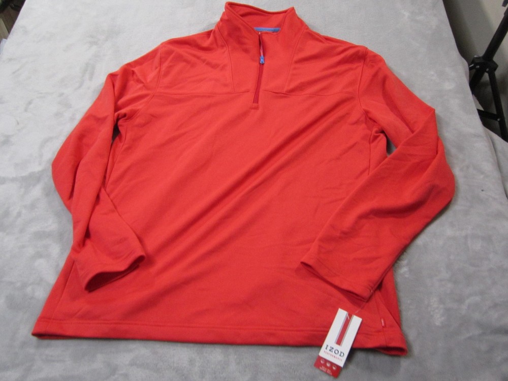 IZOD Performance Pullover Mens LT Red 1/4 Zip Mock Neck Shirt Top Big & Tall