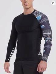 Men’s UPF 50+ Baselayer Performance Fit Compression Rash Guard – Large
