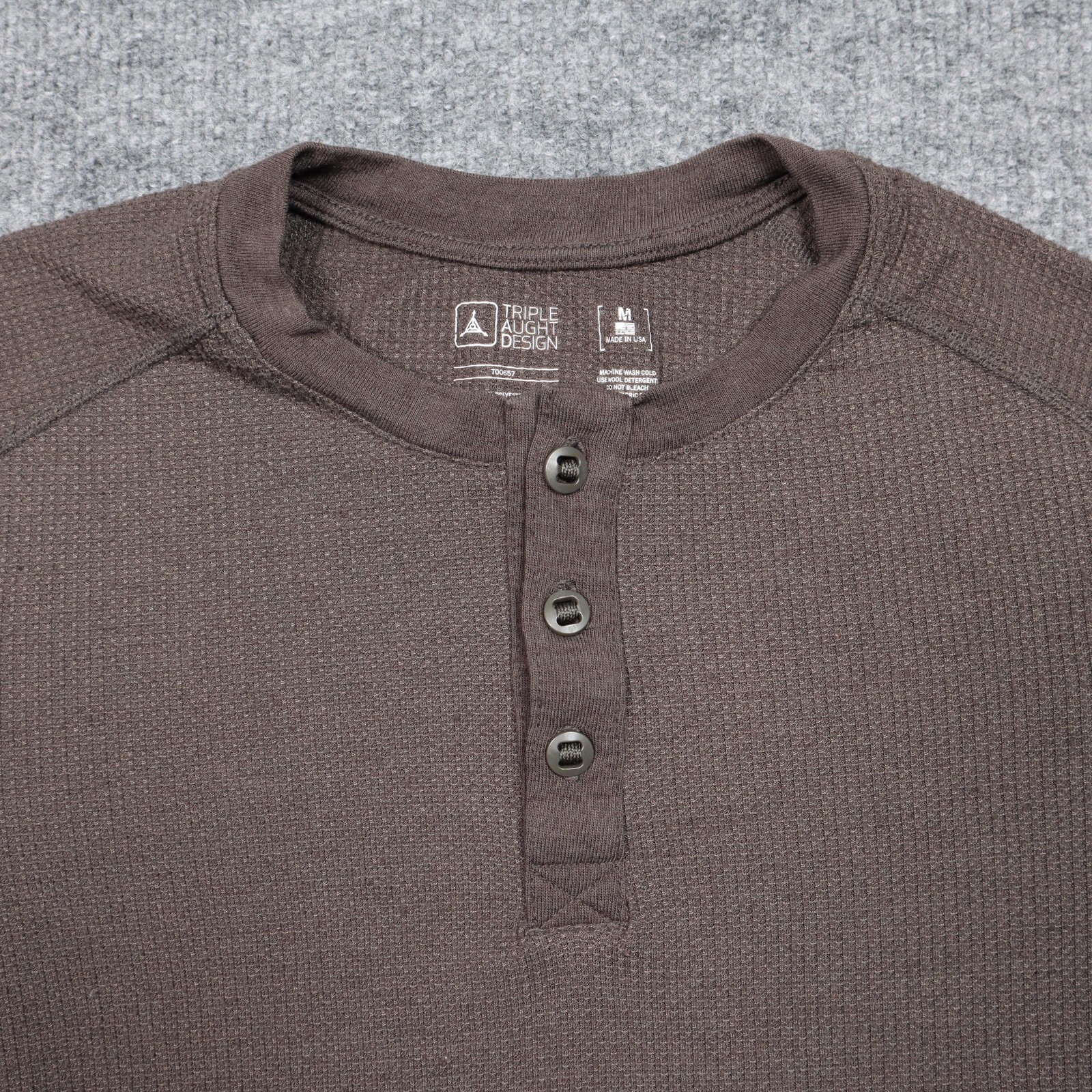 Triple Aught Design Shirt Mens Medium Brown Thermal Henley Base Layer T00657 gallery