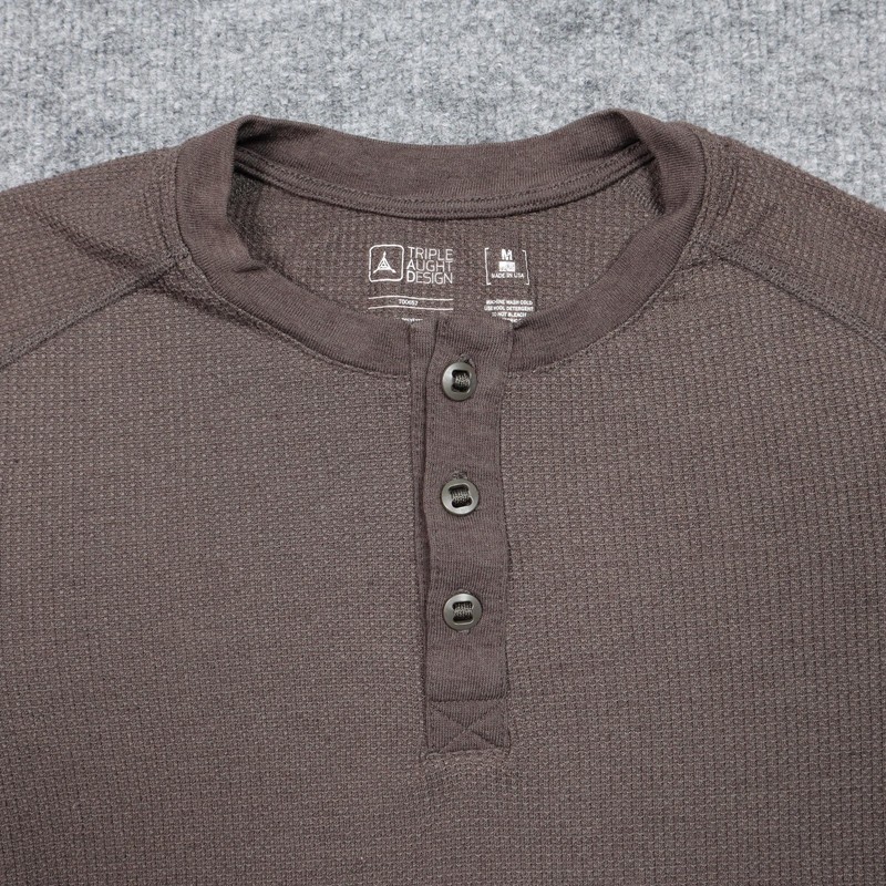 Triple Aught Design Shirt Mens Medium Brown Thermal Henley Base Layer T00657 gallery