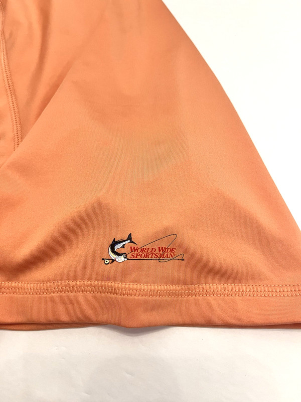 World Wide Sportsman Fishing T-Shirt Men XL Orange Short Sleeve Logo Polyester gallery