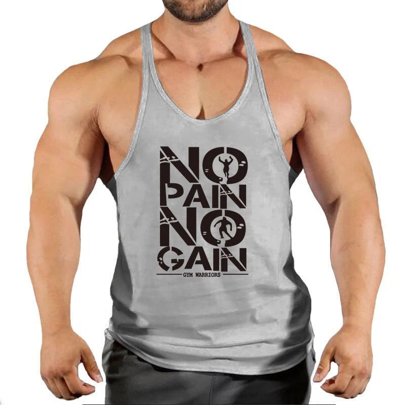 Men Tank Top Bodybuilding Gym Workout Fitness Cotton Sleeveless Stringer Vest gallery