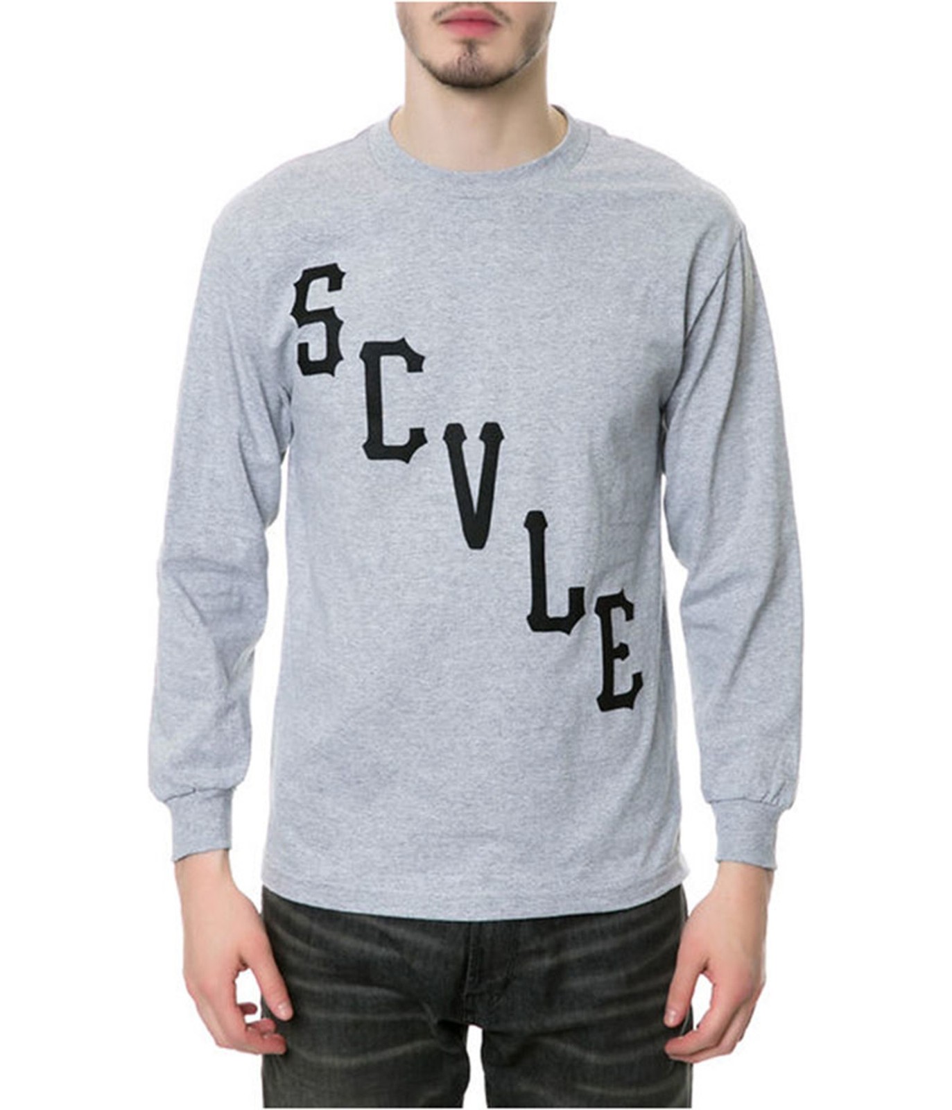 Black Scale Mens The Scvle Logo LS Graphic T-Shirt, Grey, Large gallery