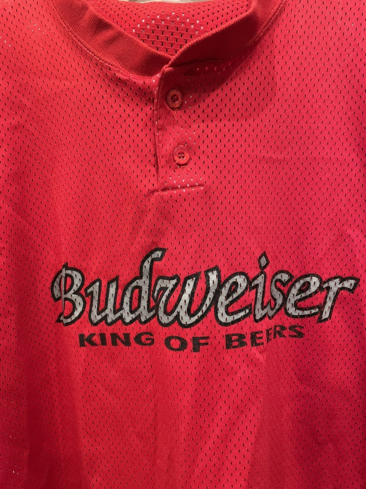 VTG Budweiser King Of Beers Baseball Jersey Red Size XL gallery