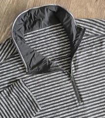 Lululemon Men L Surge Warm 1/2 Zip Raven Stripe Black Heathered Black Rulu