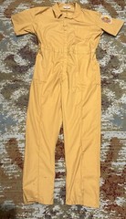 Vintage Texas A&M Shell Oil Fire Training Camp Yellow Short Sleeve Jumpsuit Sz L