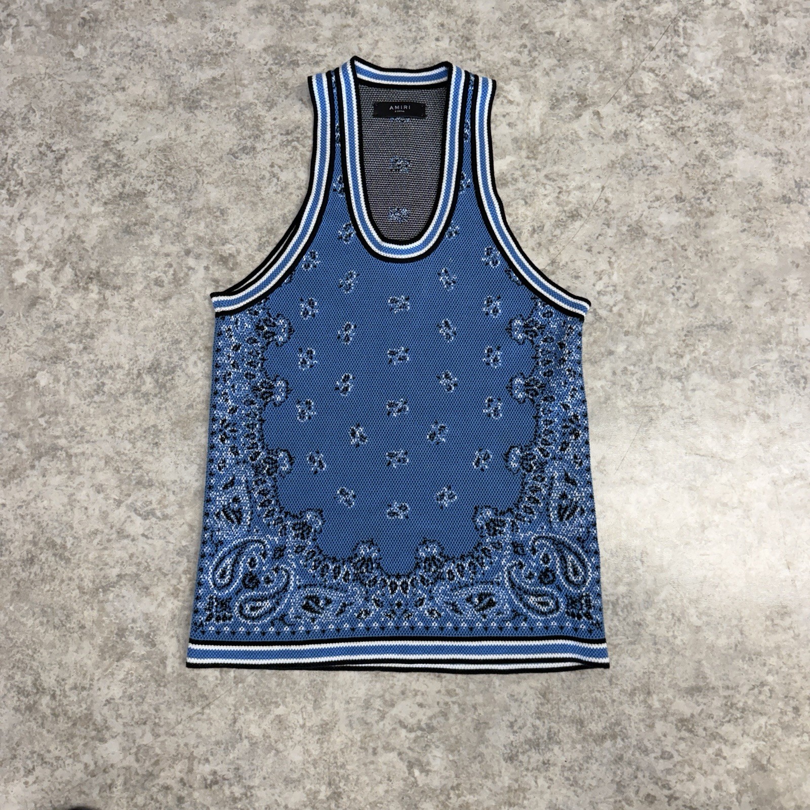 Authentic Amiri Paisley Bandana Print Cashmere Tank Top Size XS gallery