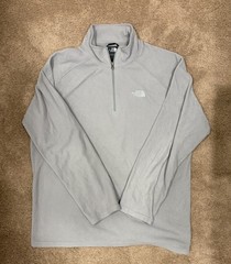 North Face Men’s Glacier Fleece Quarter Zip Shirt Size X-Large Light Gray