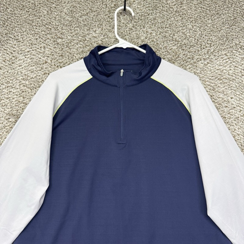 Peter Millar Perth 1/4 Zip Pullover Mens L Crown Sport Performance Blue White gallery