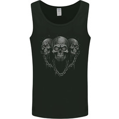 Three Skulls With Chains Heavy Metal Rock Music Mens Vest Tank Top