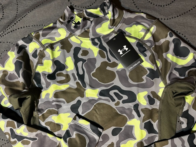 UNDER ARMOUR COLDGEAR COMPRESSION GREENS & GRAYS CAMO MOCK SHIRT SIZE XL MEN $60 gallery