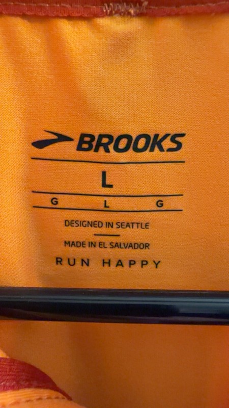 Brooks Mens Large 1/4 Zip Running Pullover Orange Long Sleeve Thumb Holes gallery