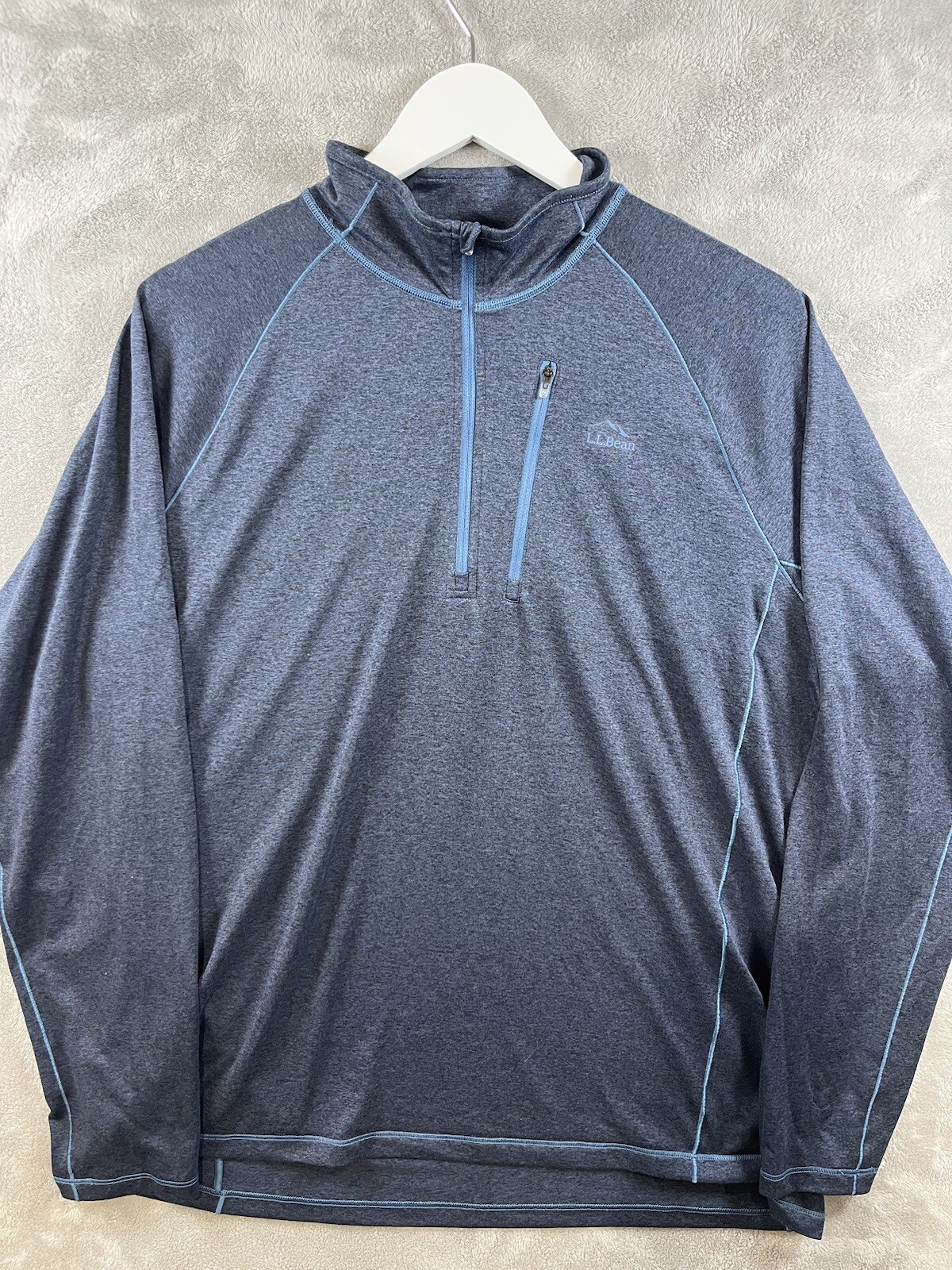 LL Bean Pullover Men's L Blue Quick Dry Trail Tee Baselayer 1/4 Zip Active gallery