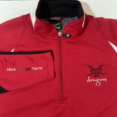 Mizuno WArmalite Thermal Mens Red Black White 1/4 Zip Long Sleeve Dragon XL