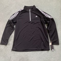 NWT Adidas Men’s Black 1/4 Zip Pullover French Terry 3 Stripe UPF 50 Size XL