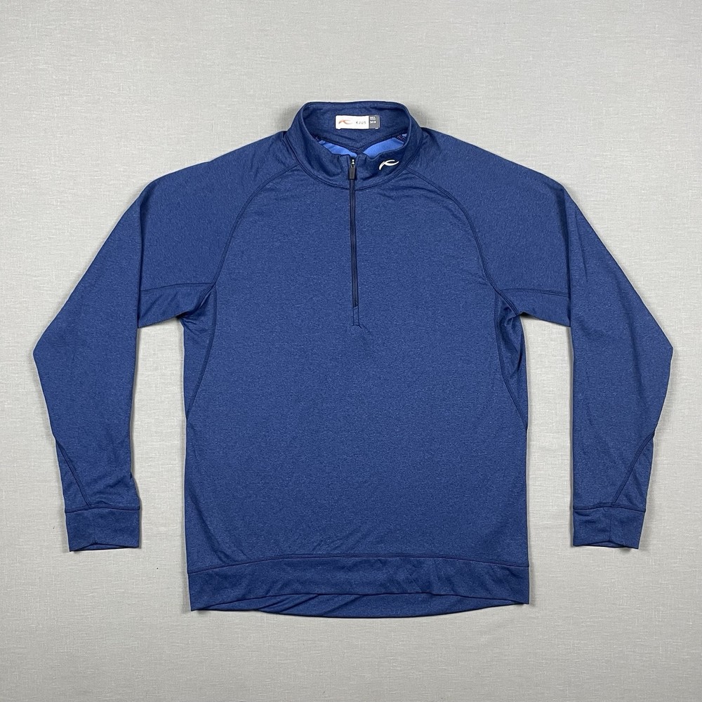 KJUS Mens 1/2 Zip Pullover Size Medium 50 Blue Keano Long Sleeve Midlayer Active
