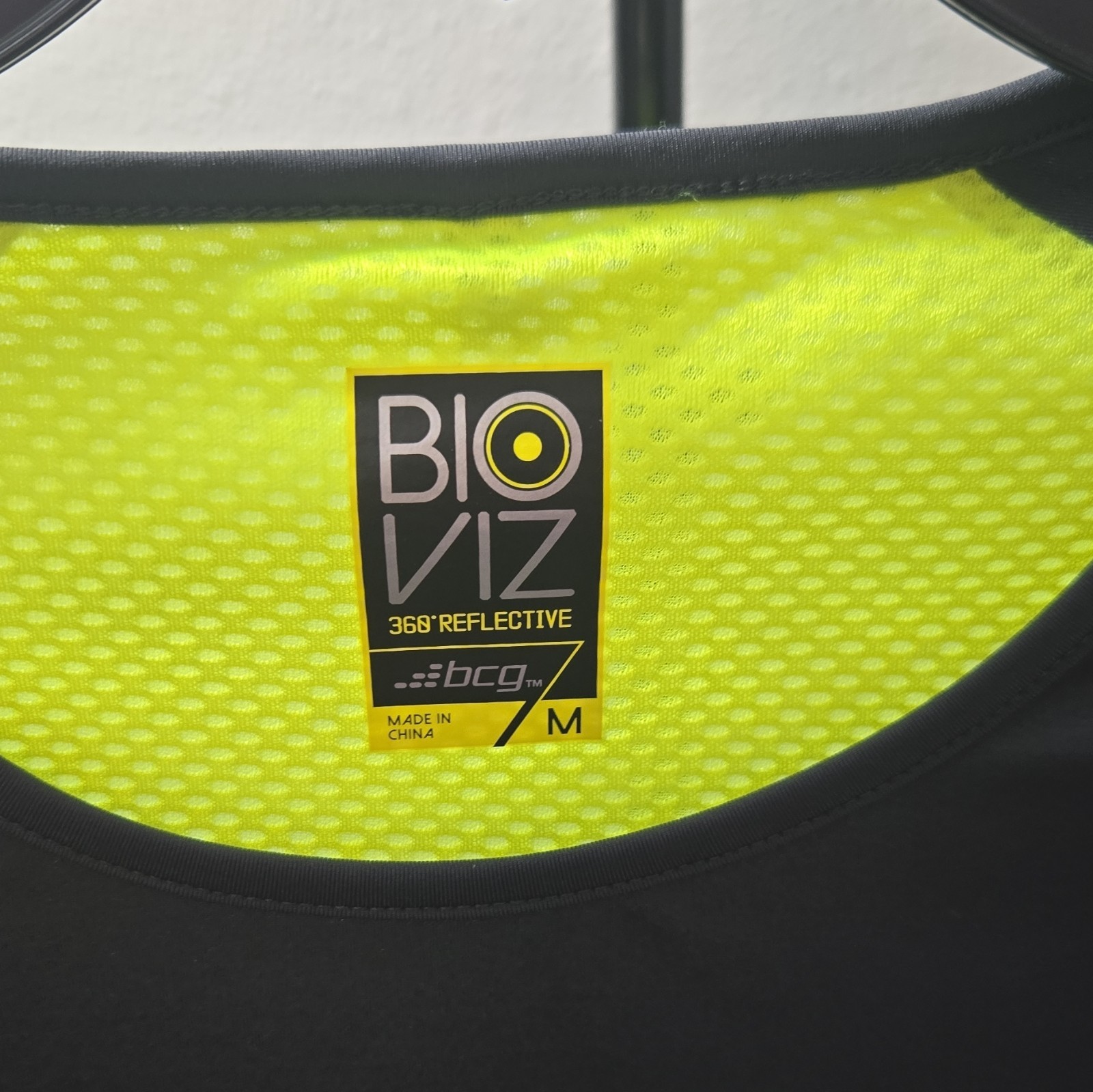 BCBG Men's Black Gray Yellow Colorblock Reflective BIO VIZ T-Shirt M gallery