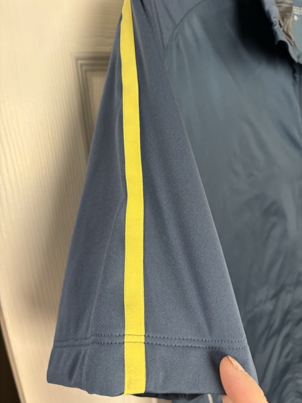 Nike Golf 1/4 Zip Up Mens L Pullover Short Sleeve Navy Gold Stripe Athletic gallery