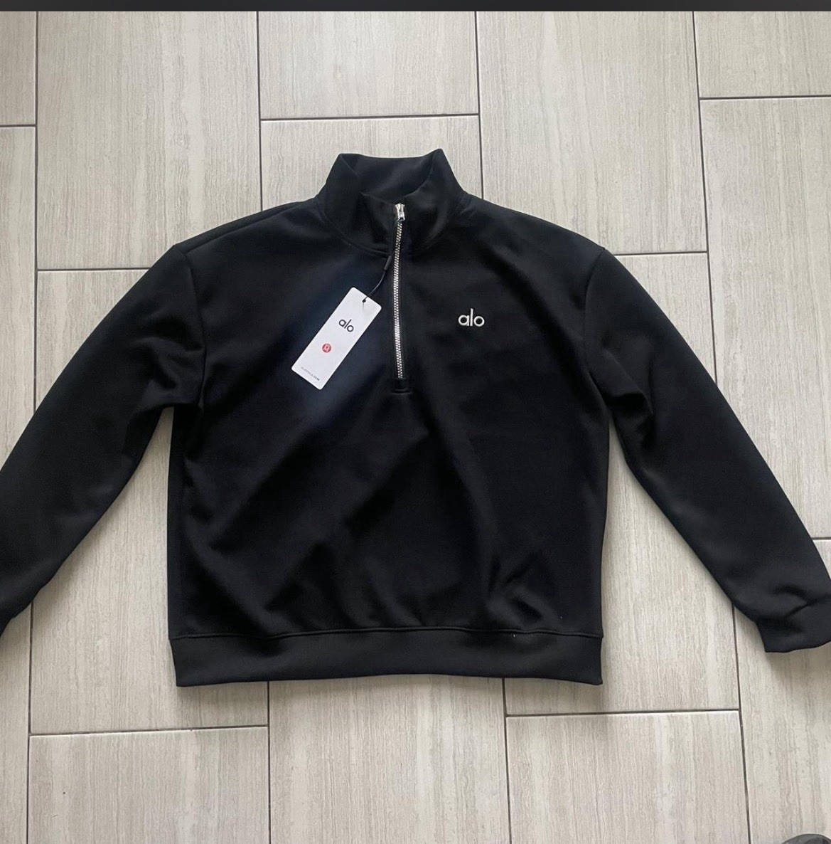 Alo Black Quarter Zip Size Medium gallery