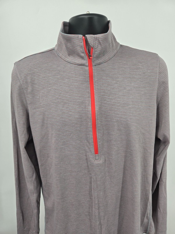Under Armour Pullover Threadborne XL Gray Red Stripe 1/2 Zip Runner Lightweight gallery