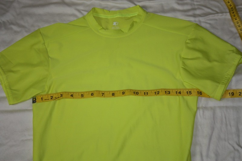 Starter Dri Star Mens Medium Pullover Shirt Green Yellow Athletic Stretch Short gallery