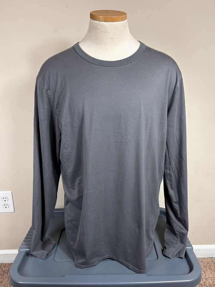 Lululemon Shirt Gray Cotton Blend Neck Long Sleeve Shirt Men’s SEE MEASUREMENTS