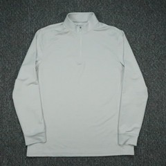 Mizzen Main Pullover Mens Medium Gray Quarter Zip Mock Neck Long Sleeve Athletic