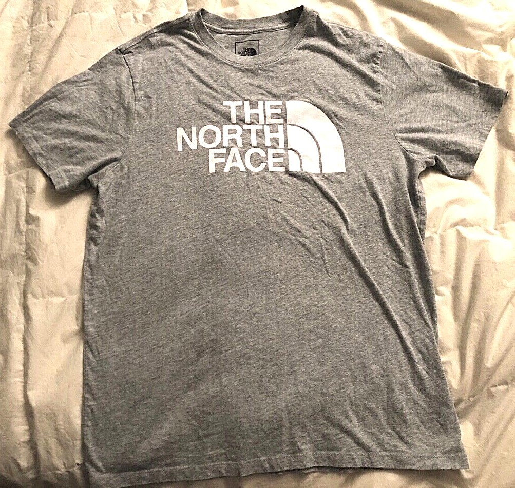 NICE THE NORTH FACE MEN'S LOGO T-SHIRT L LARGE GRAY MINT CONDITION CLIMBING SKI gallery
