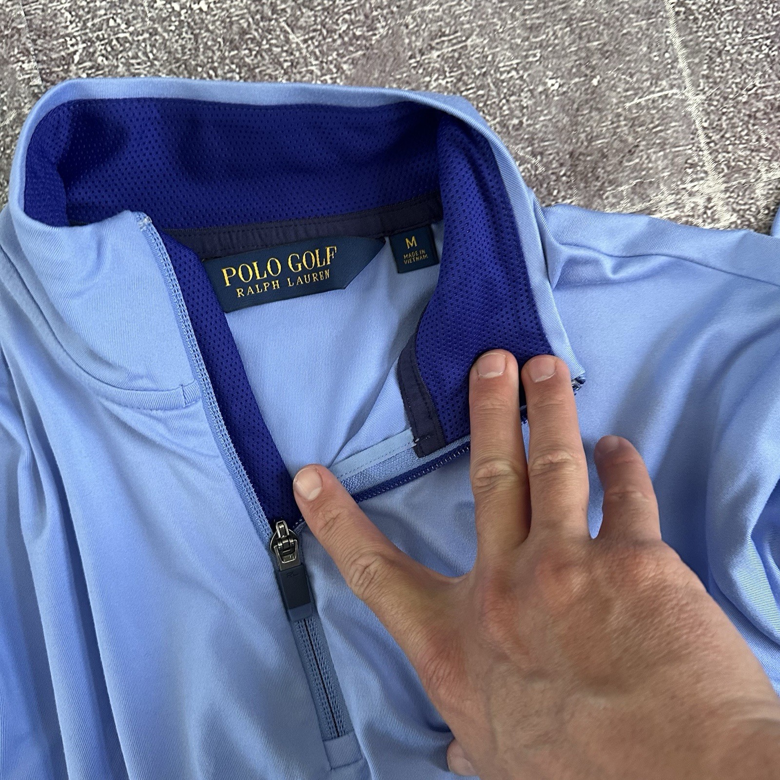 Men's Polo Ralph Lauren Golf Powder Blue Performance 1/4 Zip Up Pullover Sz M gallery