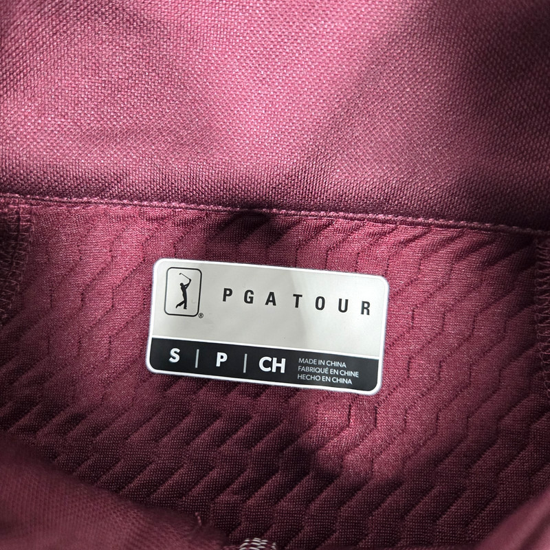 PGA Tour Men's Small Golf Thermal Stretch Burgundy 1/4 Zip Pullover Jacket New gallery