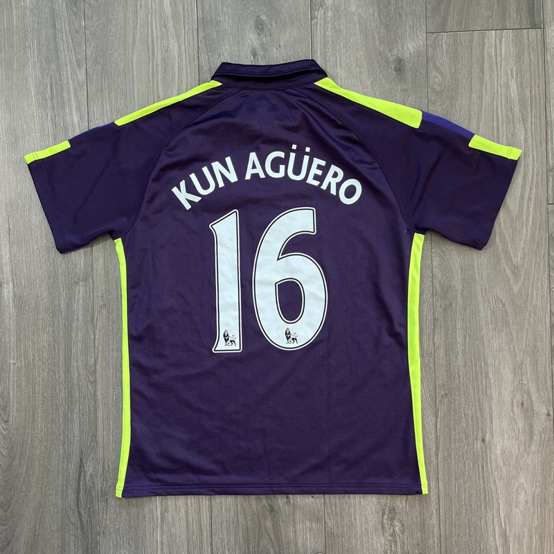 Nike MCFC Jersey Mens L Purple Green Kun Aguero #16 gallery