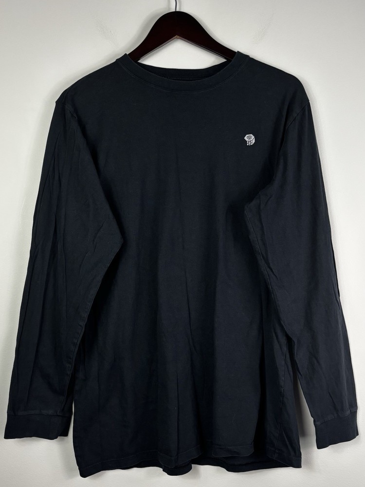 Mountain Hardwear T Shirt XL Black Cotton Mens Long Sleeve Crewneck
