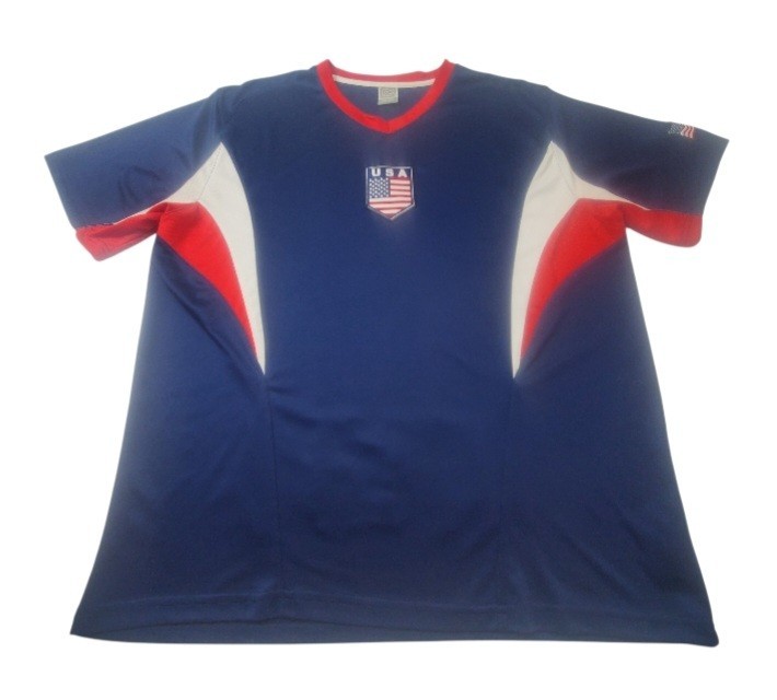 USA Jersey Shirt Men's Size XL Blue Red White Short Sleeve Rhinox Logo Adult Top