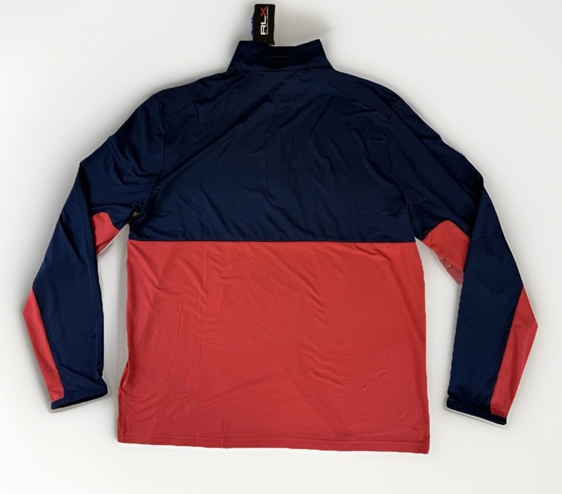 NWT RLX Ralph Lauren Performance Wicking Pullover Men’s Size L Navy Red 1/4 Zip gallery