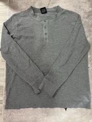 Gray 3 Button Thermal Henley Shirt Size L Medalist Long Sleeve