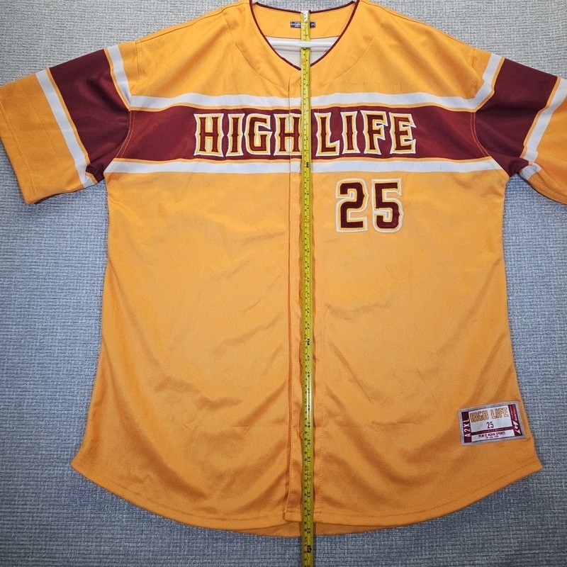 Custom High Life Baseball Jersey Mens 2XL Orange/Yellow GarbAthletics #25 *READ* gallery