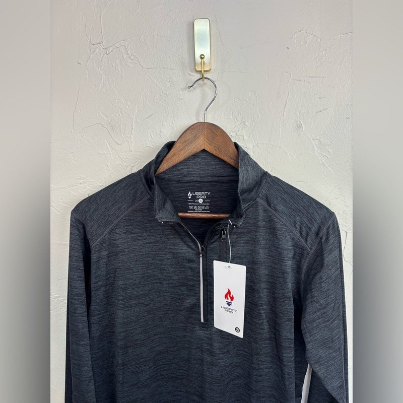 LIBERTY PRO Men's Grey Pullover Quarter Zip NEW Jacket Shirt Long Sleeve Small gallery