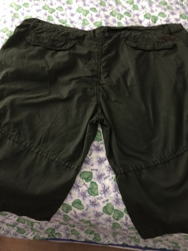 3 XL 107 DARK FATIGUE GREEN LIGHT WEIGHT LONG LEG CARGO SHORTS 6 POCKETS NWT $29 gallery