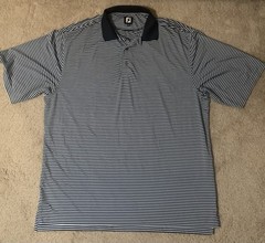 Men’s FootJoy Pro Dry Golf Polo Navy Blue/Light Blue Striped Size XL EUC