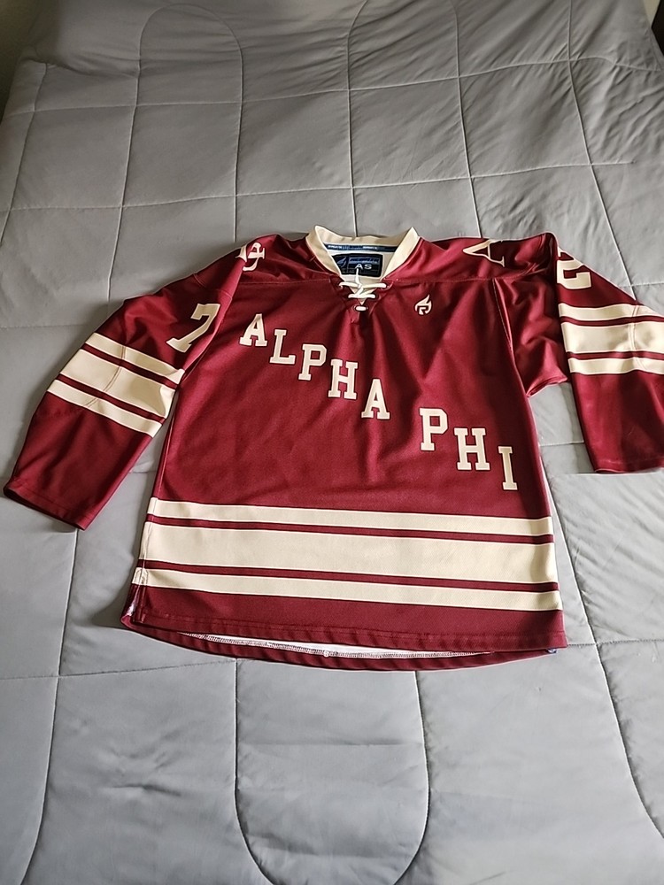 Alpha Phi Ivy League Hockey Jersey Rebirth Sports Maroon Sorority Fraternity