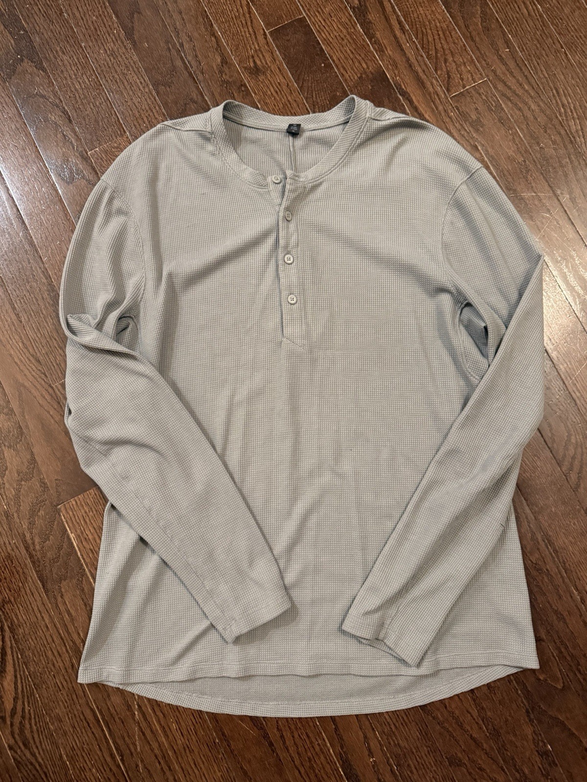 lululemon Gray Henley Long Sleeve Waffle Knit T-Shirt Lightweight Men's L gallery