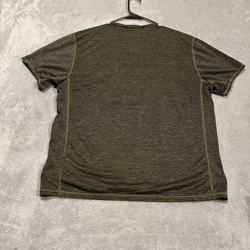 prAna Hardesty Shirt Mens XL Green Black Stripe Breathe Performance Athletic gallery