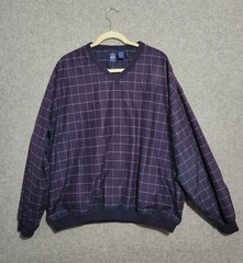 VTG Jantzen Winbreaker Men Extra Large Blue Tennis Golf Window Pane Check 90s