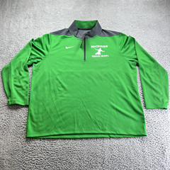 Nike Fit Dry athletic 1/4 zip top, RN56323 mock neck Green Michigan XL Logo