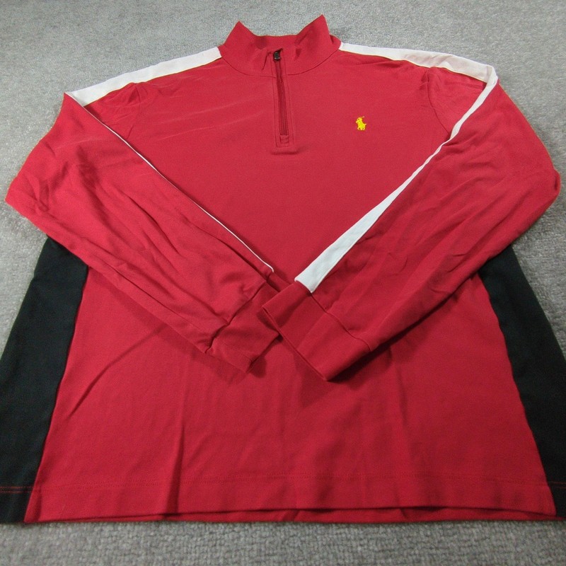 Polo Ralph Lauren Pullover Mens Large Red Pima Soft 1/4 Zip Long Sleeve Top gallery