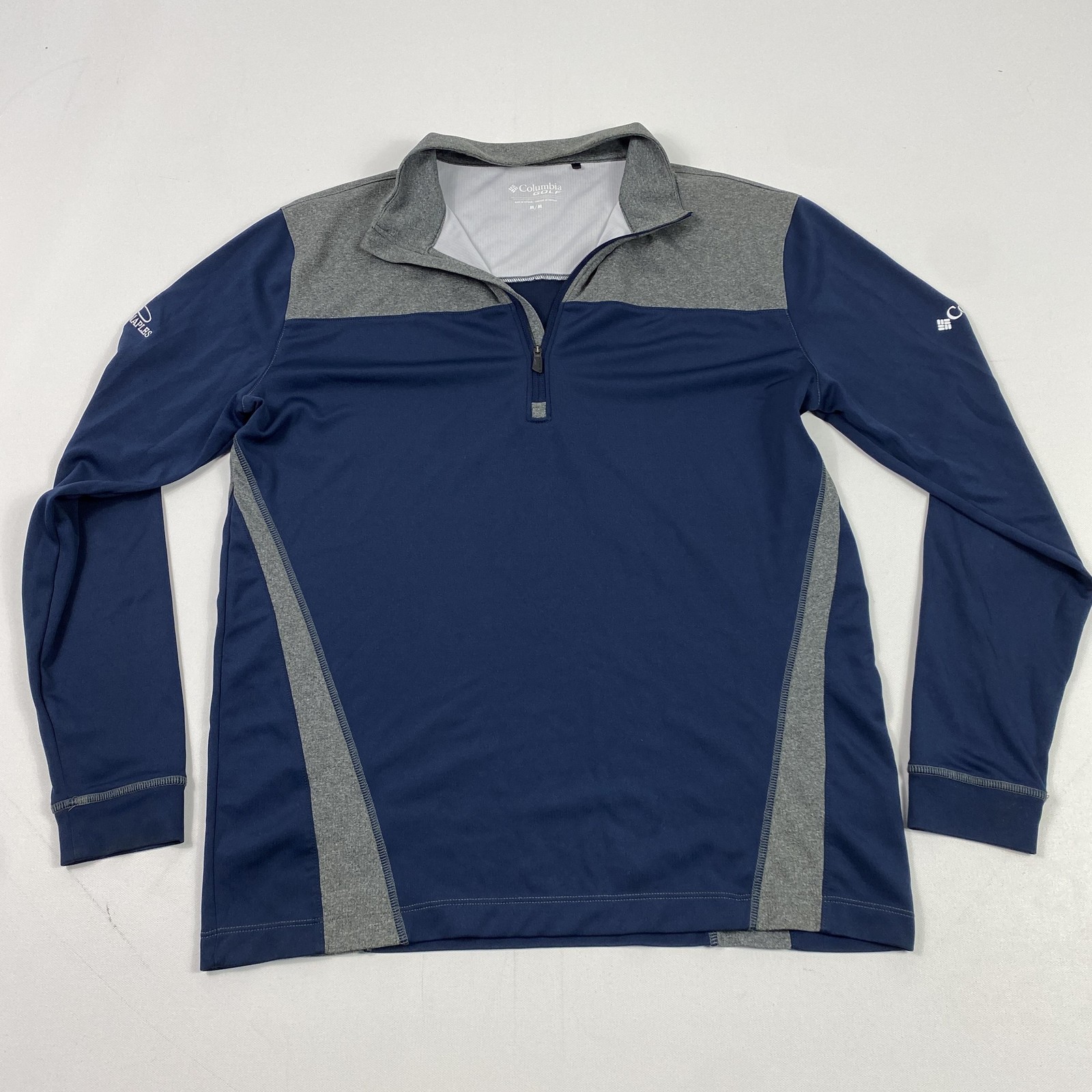 Columbia Golf Pullover Mens Medium Blue Gray 1/4 Zip Links of Naples Logo Jacket gallery