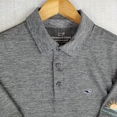 VINEYARD VINES Size Small Mens Performance Polo Shirt Gray VIntage Striped Golf