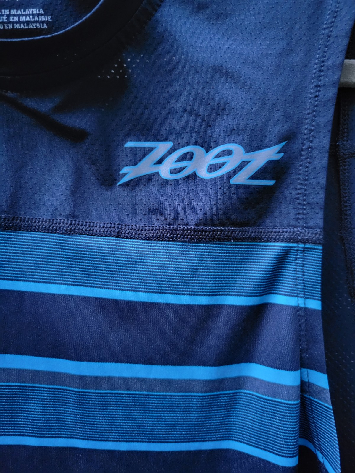 Zoot Mens Size M Performance Running Triathlon Tank Top Shirt Striped Blue gallery