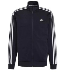 NWT MEN’S ADIDAS H46100 M 3- STRIPE FULL ZIP TRACK NAVY/WHITE TOP JACKET