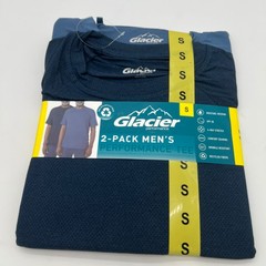Glacier Performance Mens 2-Pack Performance Tee Blue Light Blue Small UPF 30 New